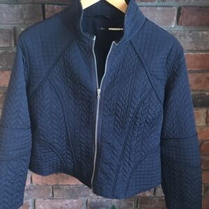 Women's Black Quilted Zip-Front Jacket